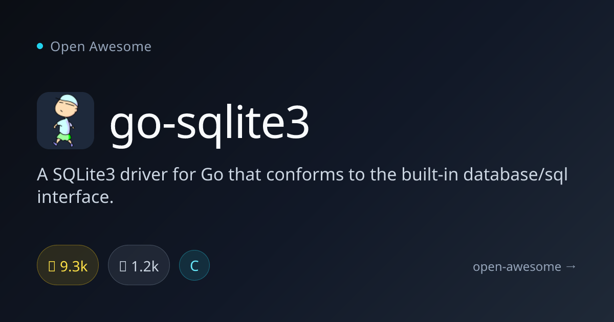 go-sqlite3 — Go SQLite3 Driver | Open Awesome