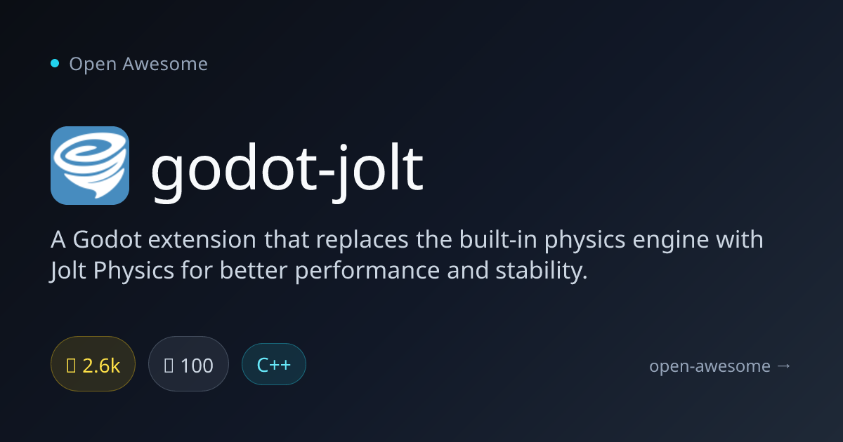 godot-jolt — Jolt Physics for Godot | Open Awesome