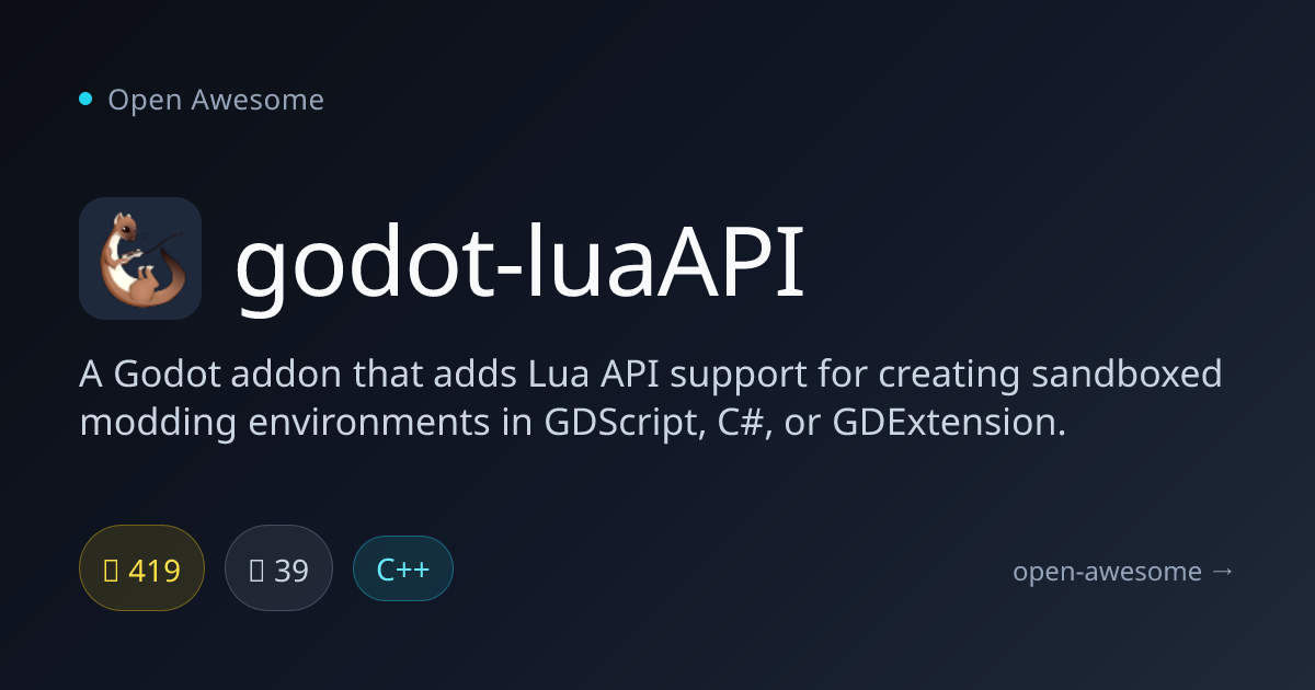 godot-luaAPI — Lua API Addon for Godot Engine | Open Awesome