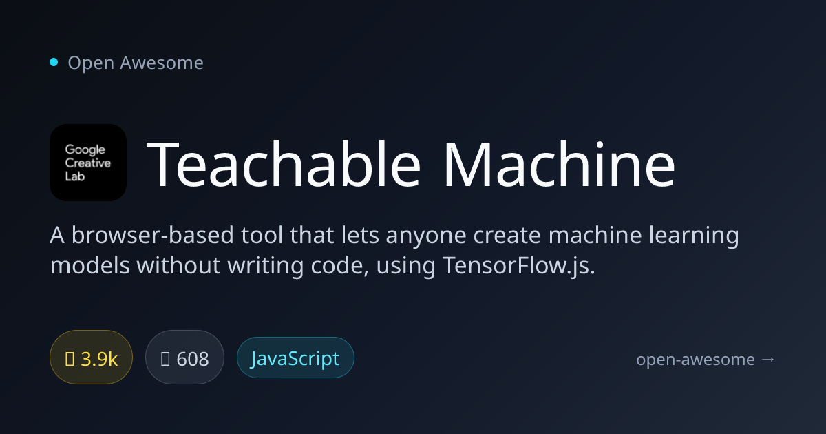Teachable Machine — No-Code ML Model Creator | Open Awesome