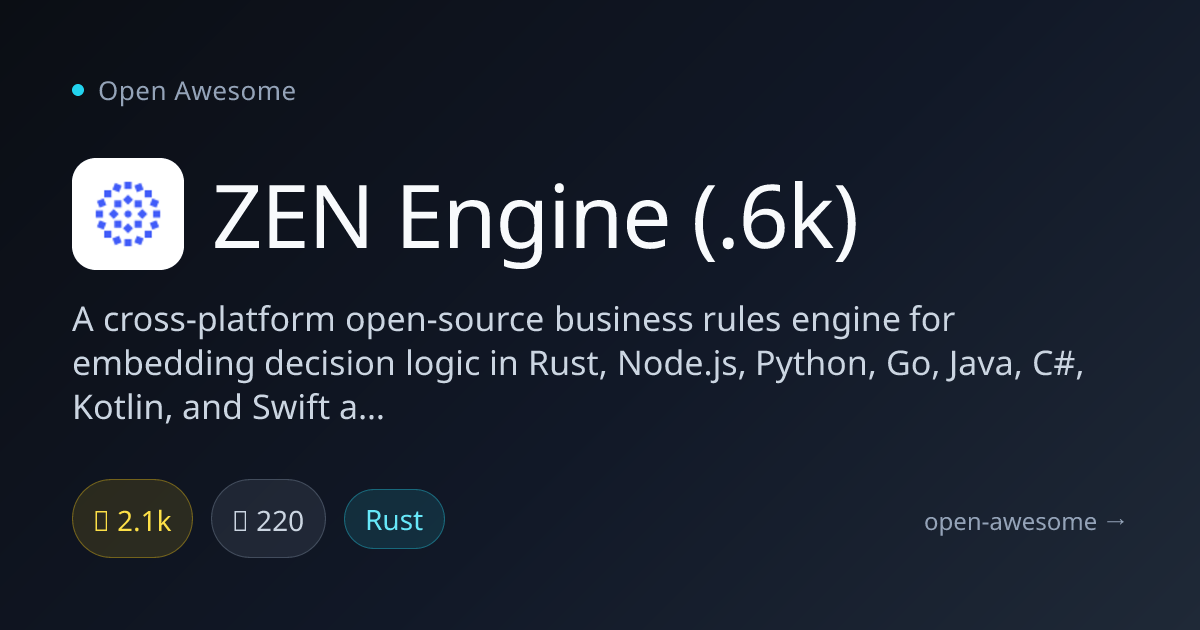 ZEN Engine (.6k) — Cross-Platform Business Rules Engine | Open Awesome