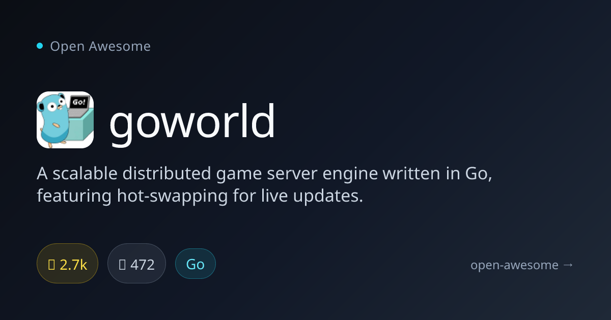 goworld — Scalable Distributed Game Server | Open Awesome