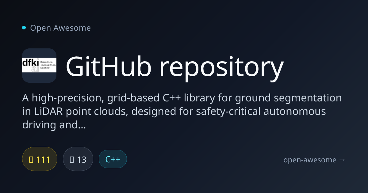 GitHub repository — LiDAR Ground Segmentation Library | Open Awesome