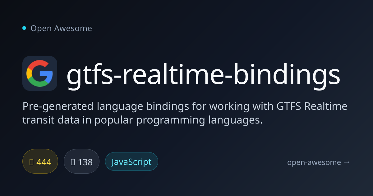 gtfs-realtime-bindings — GTFS Realtime Language Bindings | Open Awesome