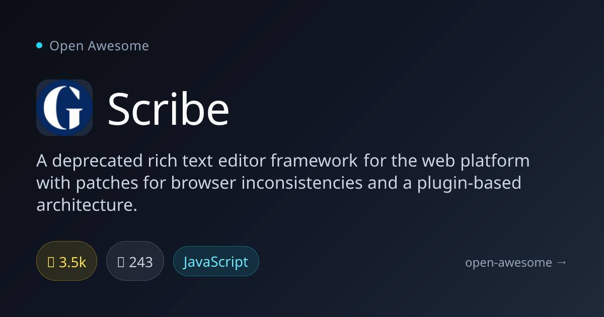 Scribe — Rich Text Editor Framework for Web | Open Awesome