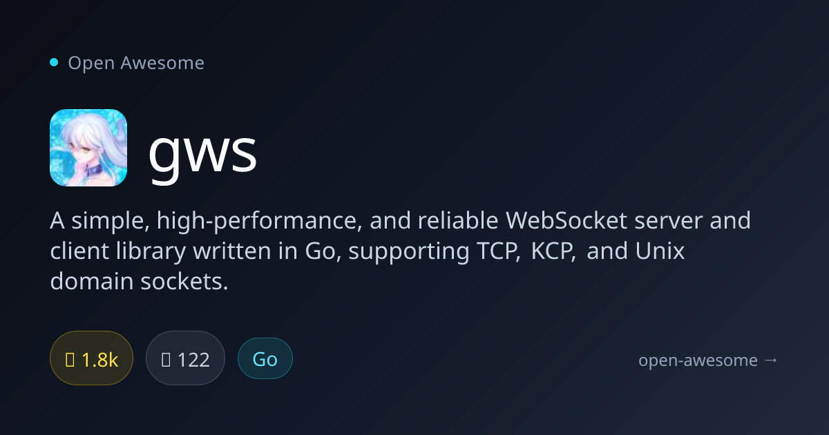 gws — Go WebSocket Server & Client | Open Awesome