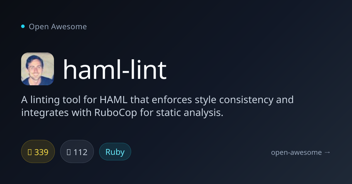 haml-lint — HAML Linting & Style Enforcement Tool | Open Awesome
