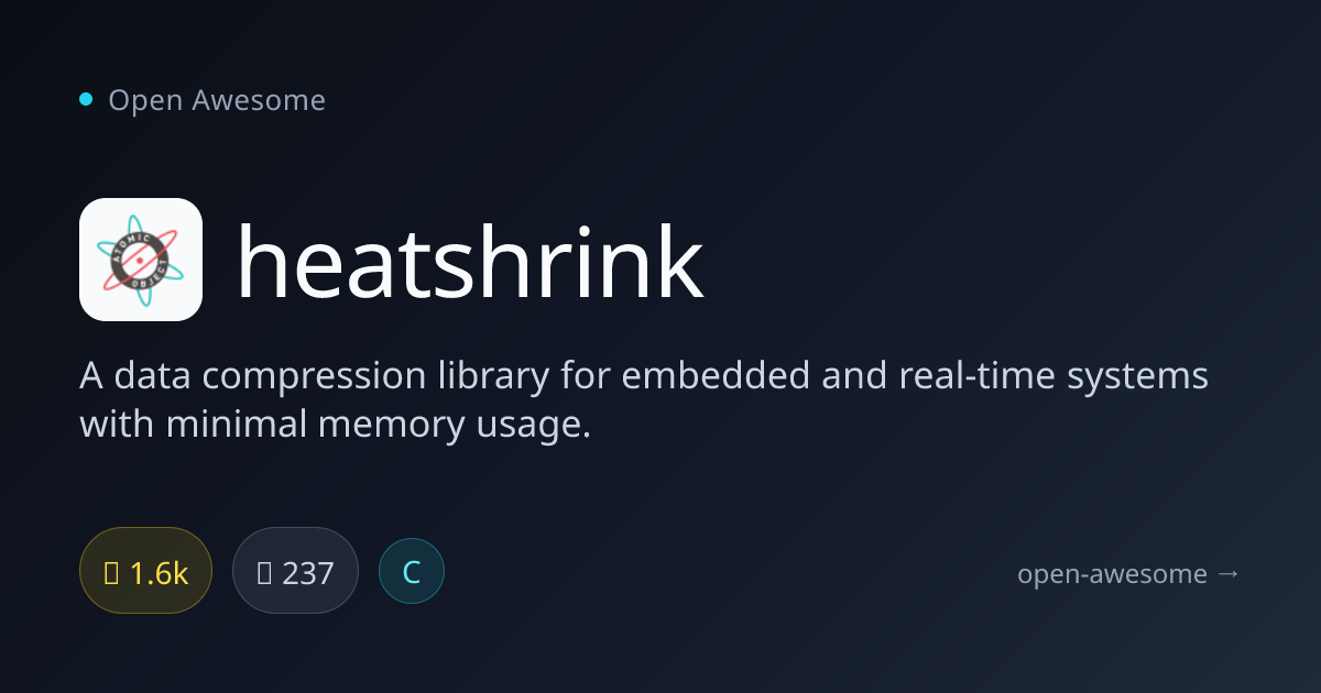 heatshrink — Embedded Data Compression Library | Open Awesome