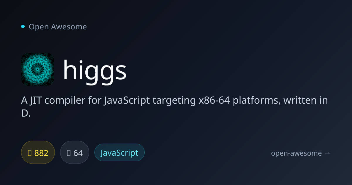 higgs — JavaScript JIT Compiler in D | Open Awesome