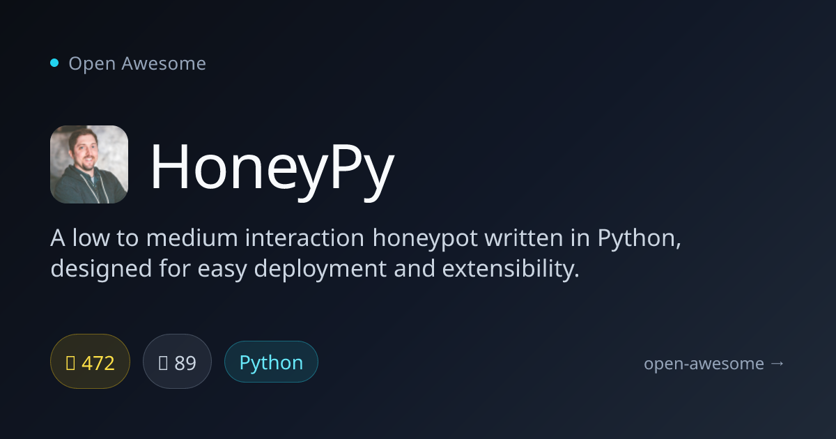 HoneyPy — Python Low Interaction Honeypot | Open Awesome