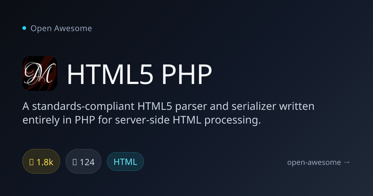 HTML5 PHP — PHP HTML5 Parser & Serializer | Open Awesome