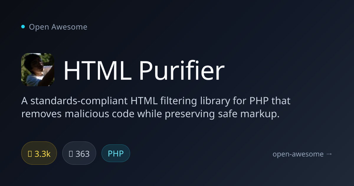 HTML Purifier — PHP HTML Filtering & Sanitization | Open Awesome