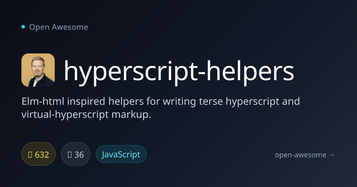 hyperscript-helpers — Hyperscript Markup Helpers | Open Awesome