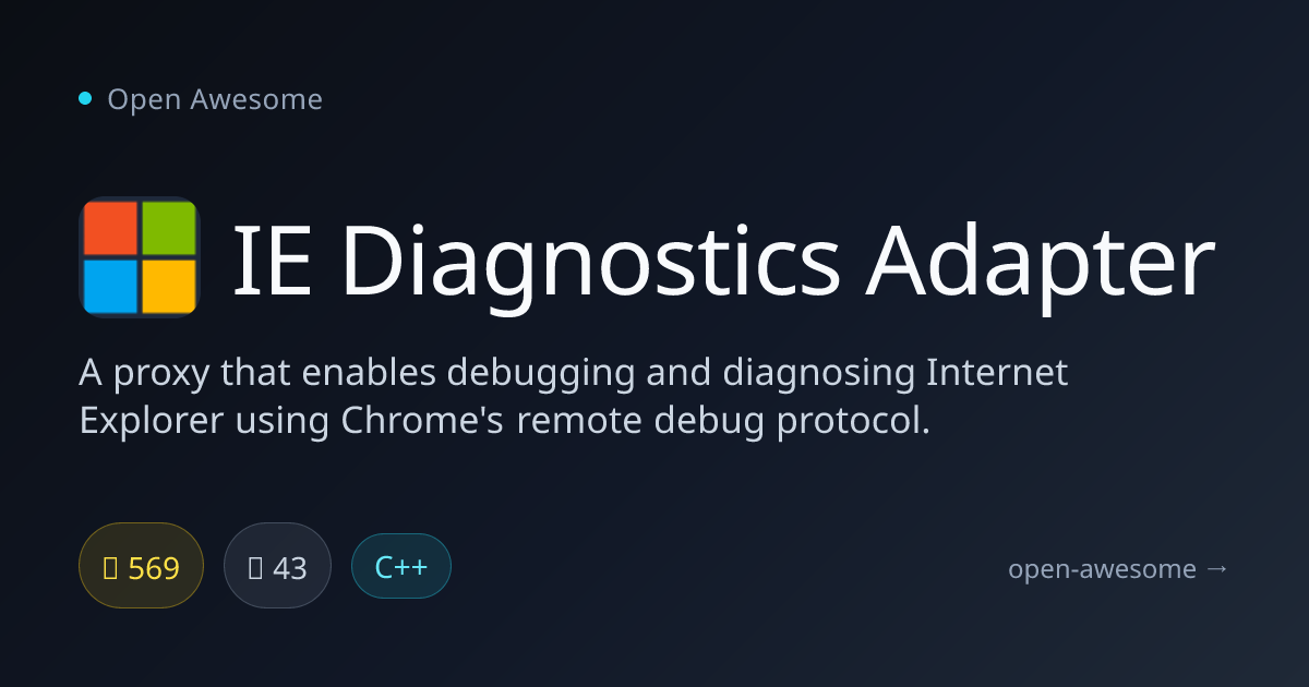 IE Diagnostics Adapter — IE Debugging via Chrome Protocol | Open Awesome