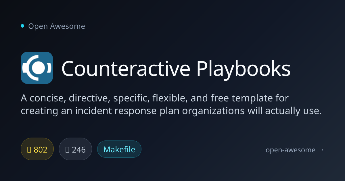 Counteractive Playbooks — Incident Response Plan Template | Open Awesome