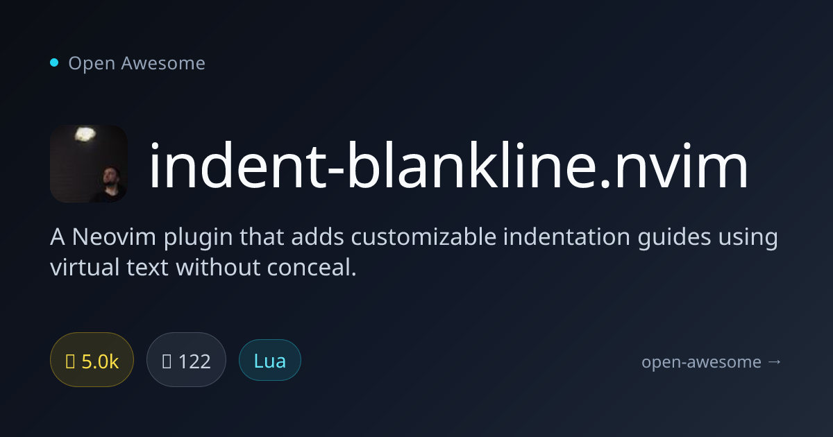 indent-blankline.nvim — Neovim Indentation Guide Plugin | Open Awesome