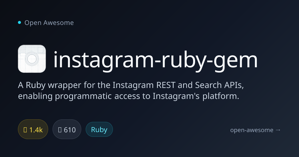 instagram-ruby-gem — Ruby Instagram API Wrapper | Open Awesome