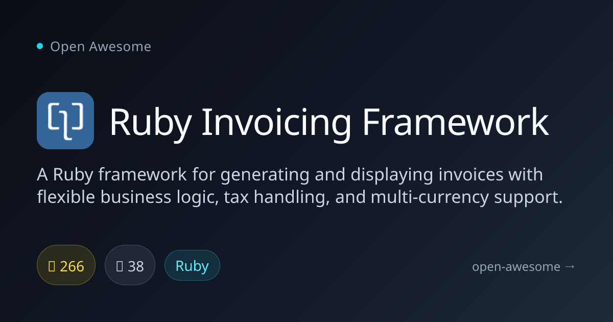 Ruby Invoicing Framework — Flexible Multi-Currency Invoicing | Open Awesome