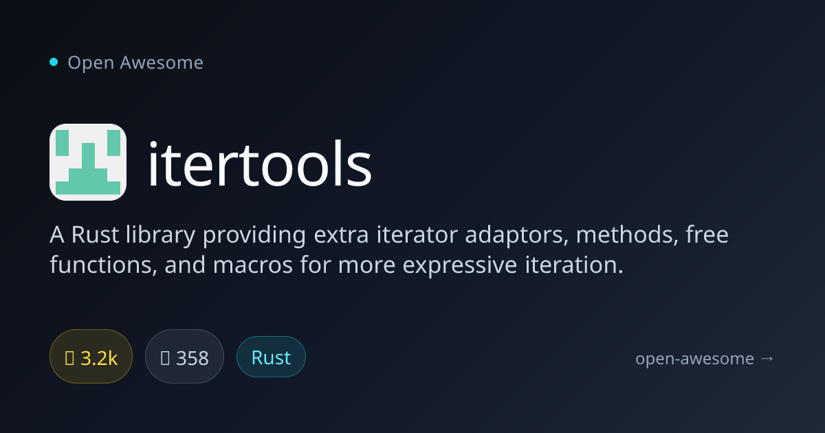 itertools — Rust Iterator Extensions | Open Awesome