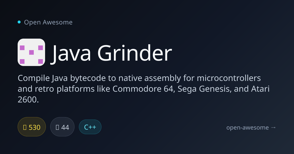 Java Grinder — Java Bytecode to Assembly Compiler | Open Awesome