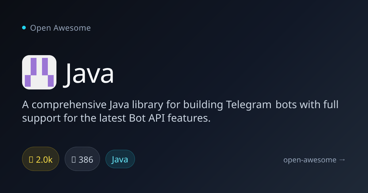 Java — Java Telegram Bot Library | Open Awesome