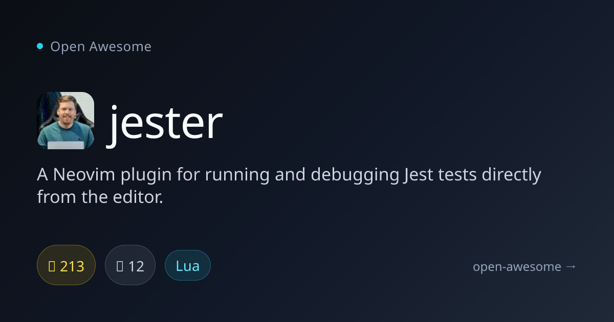 jester — Neovim Jest Test Runner | Open Awesome