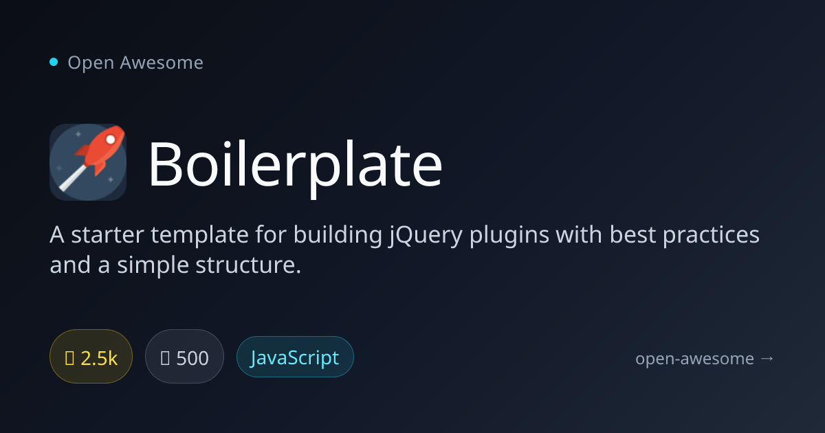 Boilerplate — jQuery Plugin Starter Template | Open Awesome