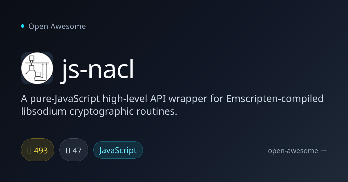 js-nacl — JavaScript Libsodium Crypto Wrapper | Open Awesome