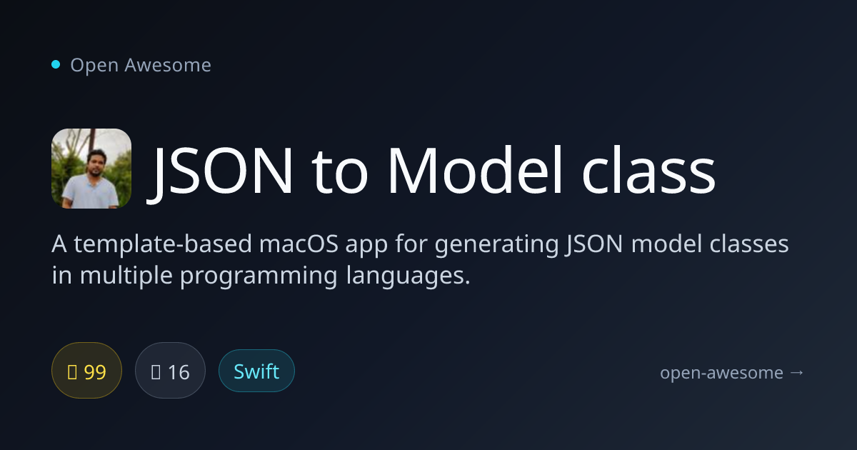 JSON to Model class — JSON Model Class Generator | Open Awesome