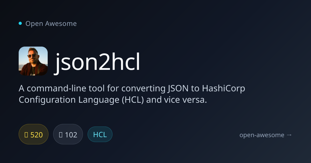 json2hcl — JSON to HCL Converter | Open Awesome