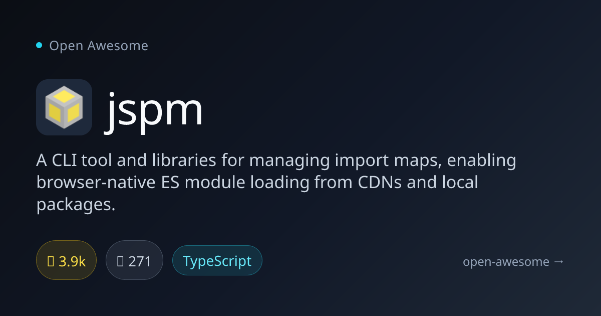 jspm — ES Module Import Map Manager | Open Awesome