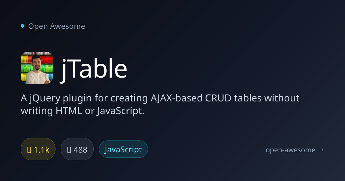 jTable — AJAX CRUD Tables jQuery Plugin | Open Awesome