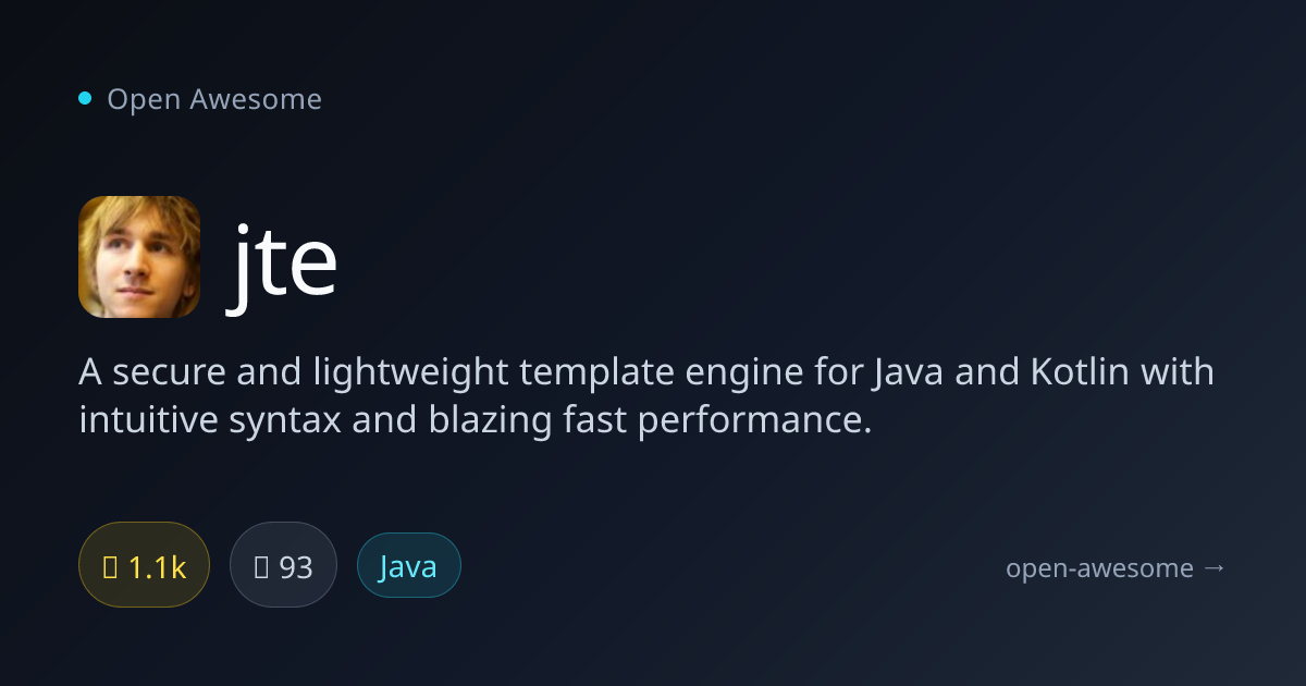 jte — Secure Java & Kotlin Template Engine | Open Awesome