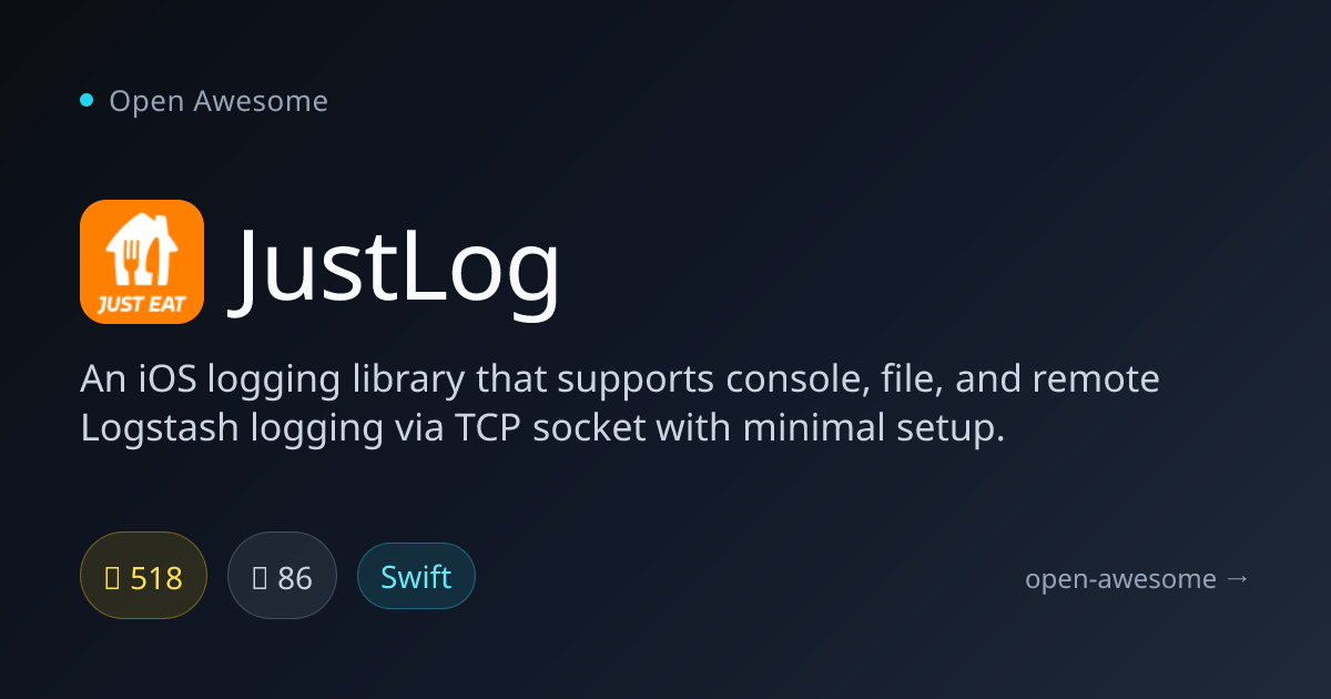 JustLog — iOS Logging Library for Logstash | Open Awesome