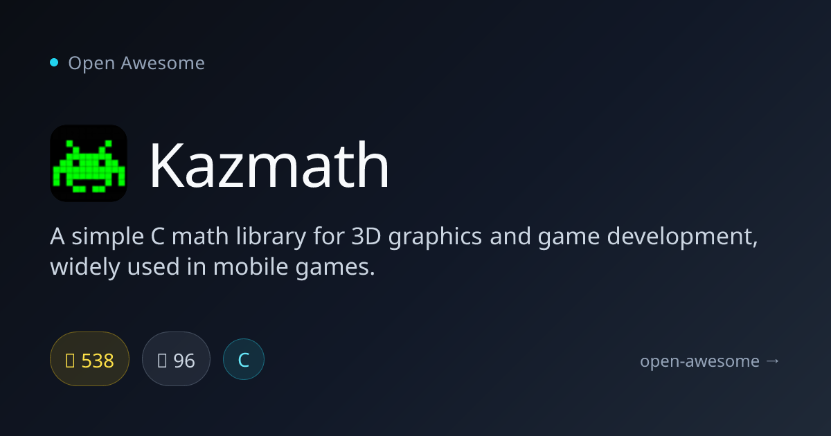 Kazmath — C Math Library for 3D Graphics | Open Awesome