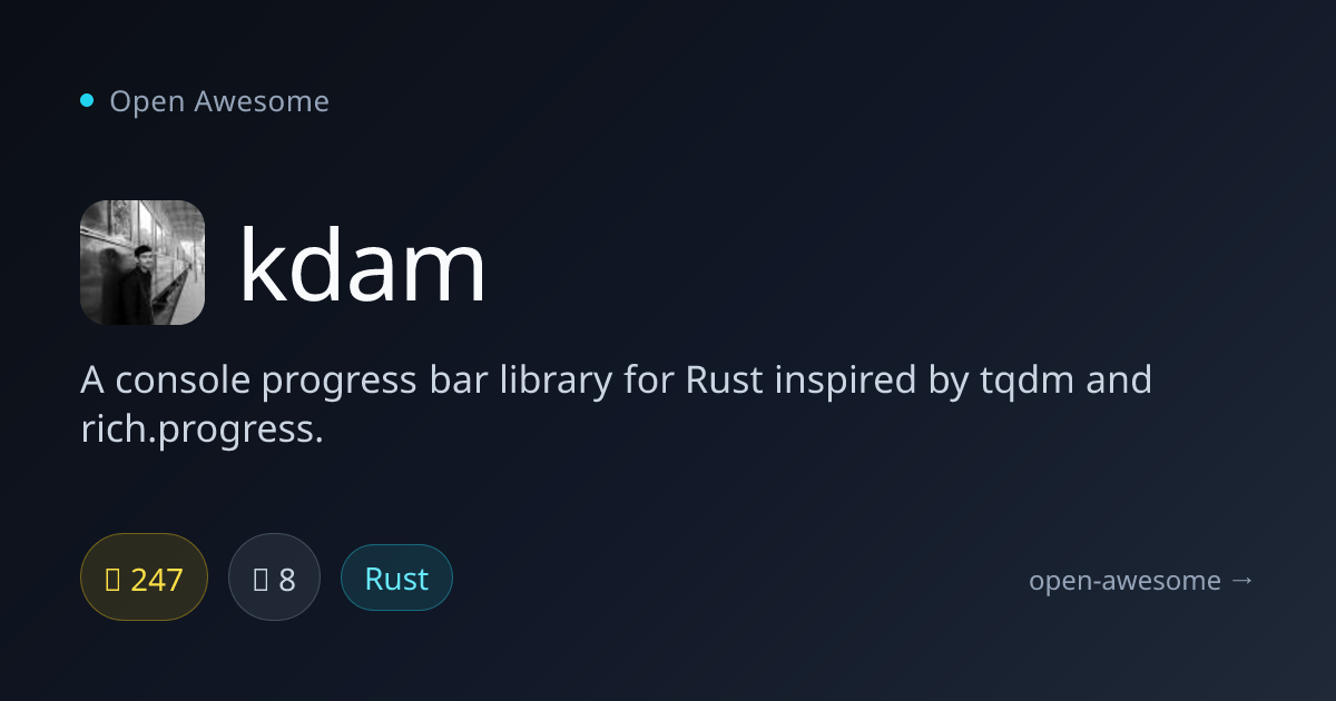 kdam — Console Progress Bar for Rust | Open Awesome