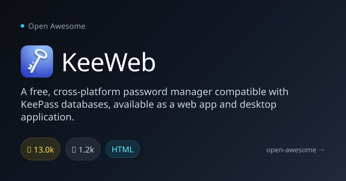 KeeWeb — Cross-Platform Password Manager | Open Awesome