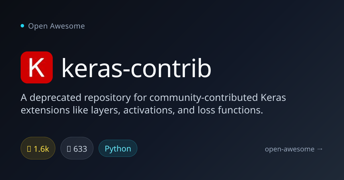 keras-contrib — Community Keras Extensions | Open Awesome