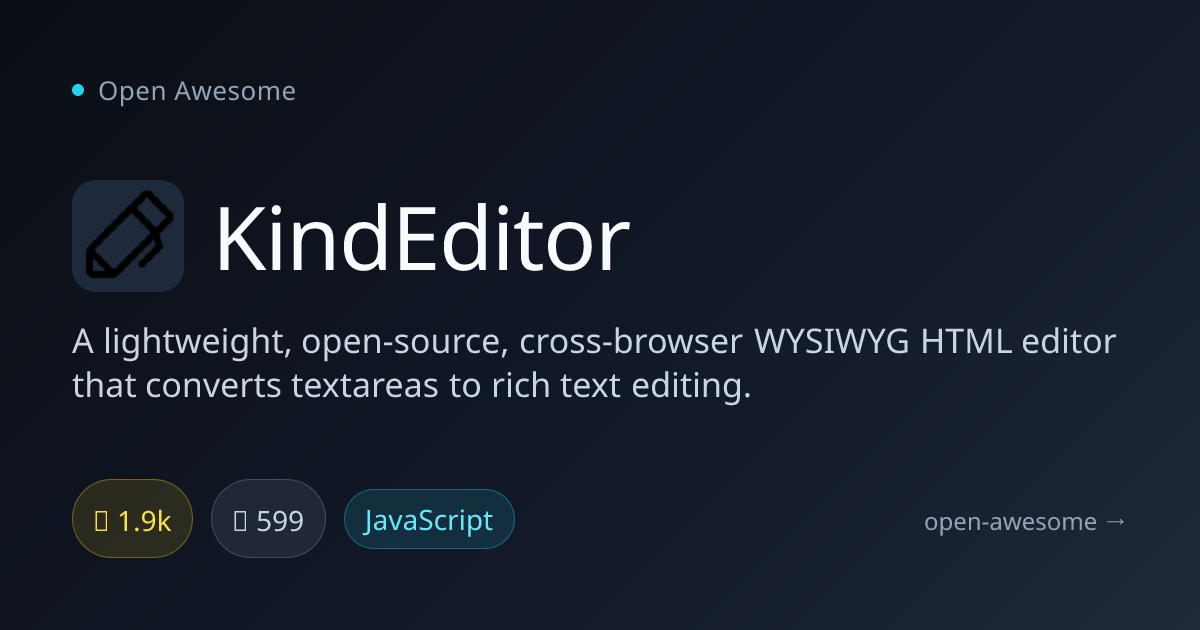 KindEditor — Lightweight WYSIWYG HTML Editor | Open Awesome