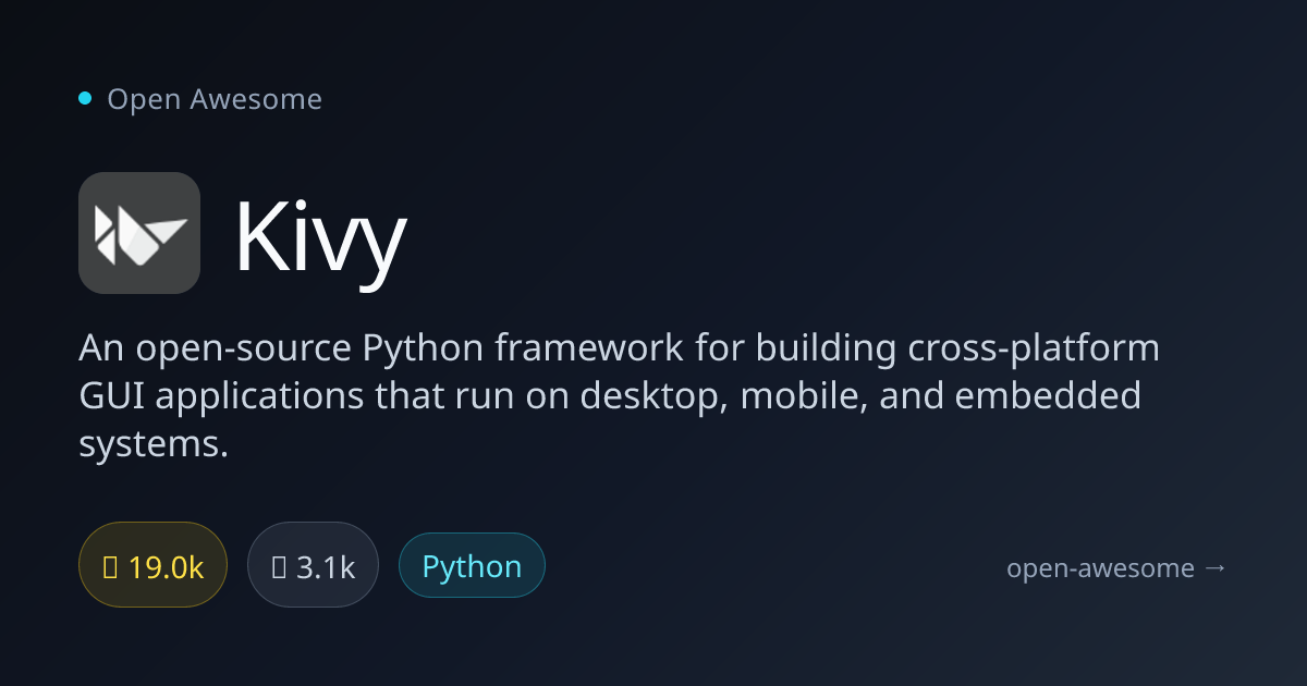 Kivy — Cross-Platform Python GUI | Open Awesome