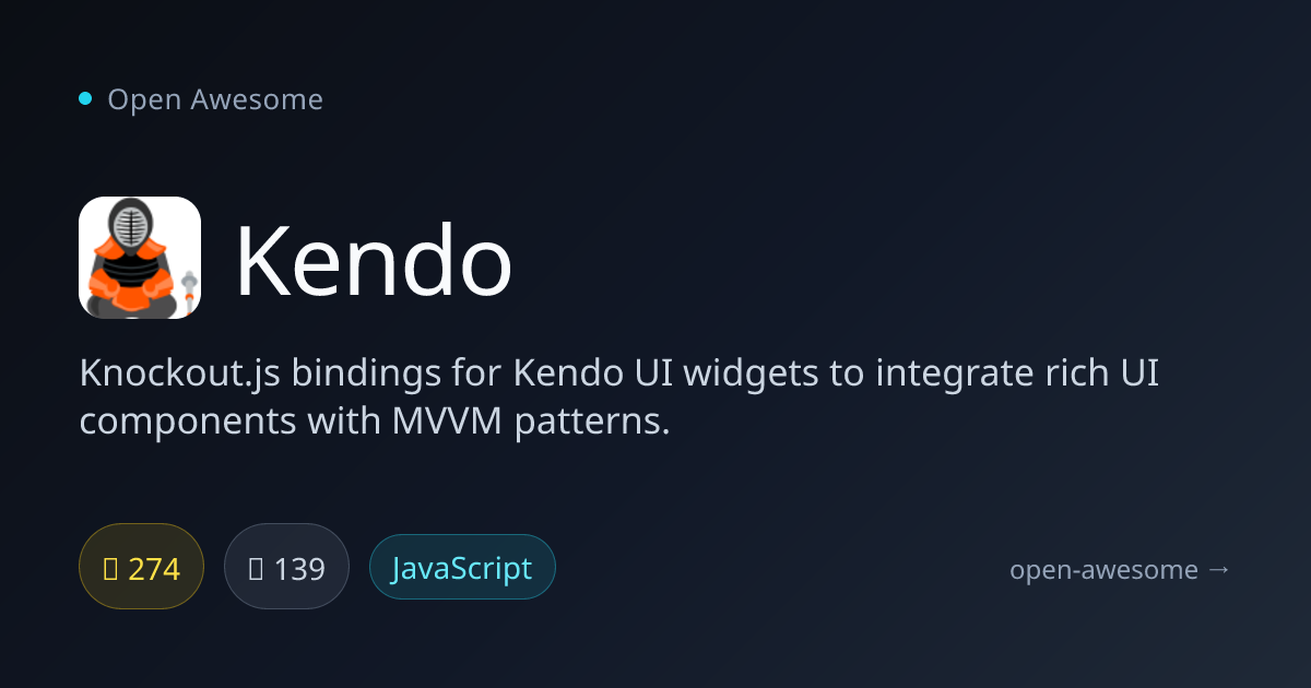 Kendo — Knockout.js Kendo UI Bindings | Open Awesome