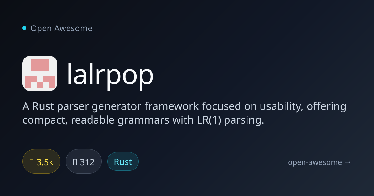 lalrpop — Rust Parser Generator Framework | Open Awesome