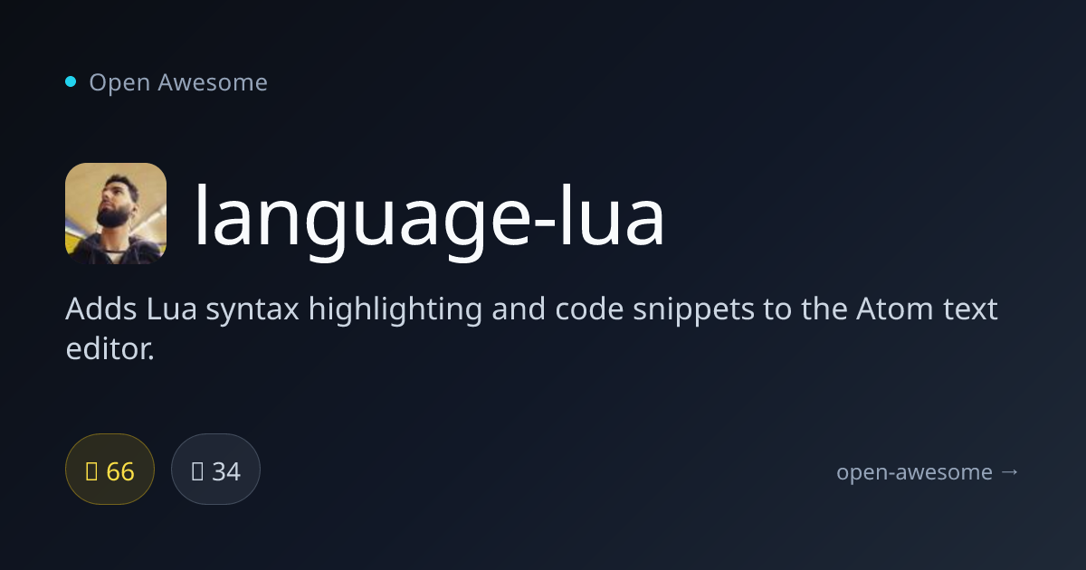 language-lua — Lua Syntax for Atom Editor | Open Awesome