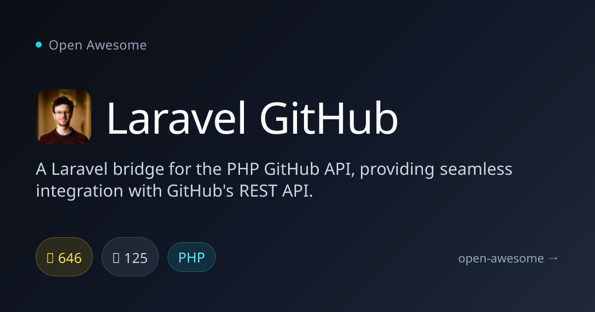 Laravel GitHub — Laravel PHP GitHub API Bridge | Open Awesome