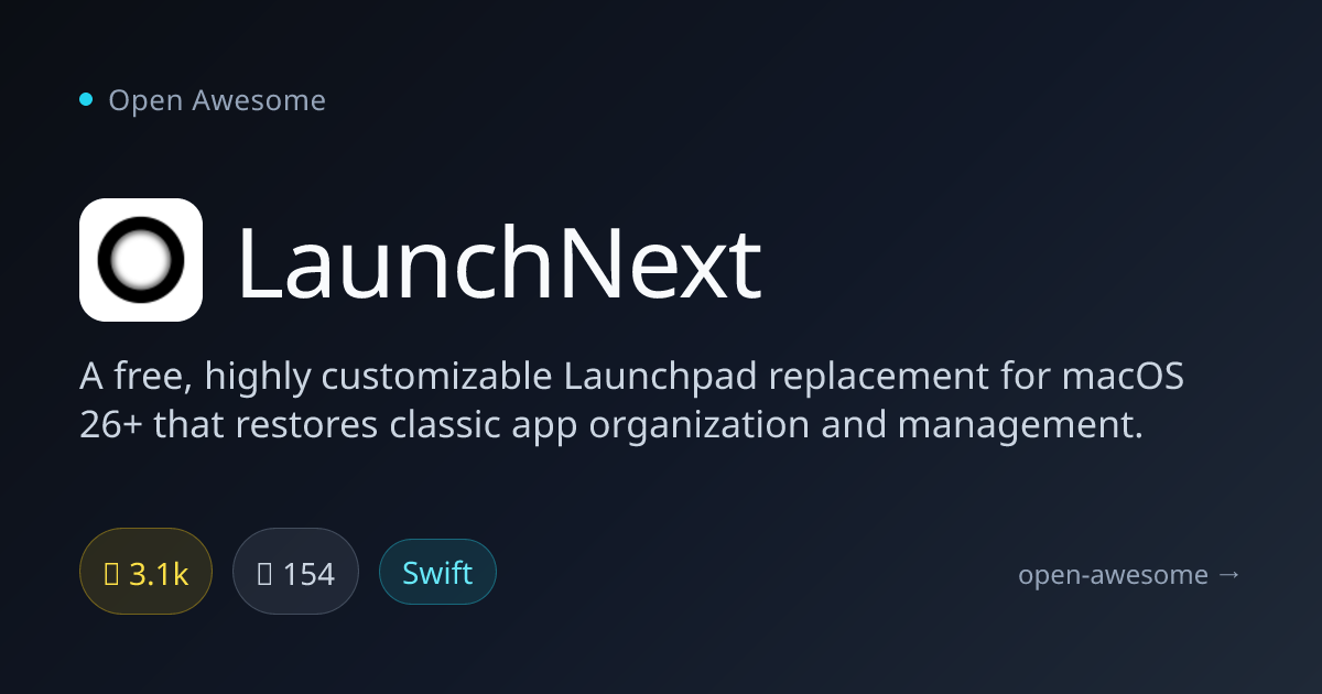 LaunchNext — Customizable macOS Launchpad Replacement | Open Awesome