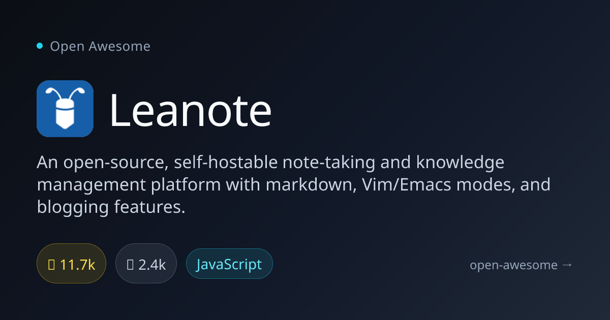 Leanote — Self-Hosted Note-Taking Platform | Open Awesome