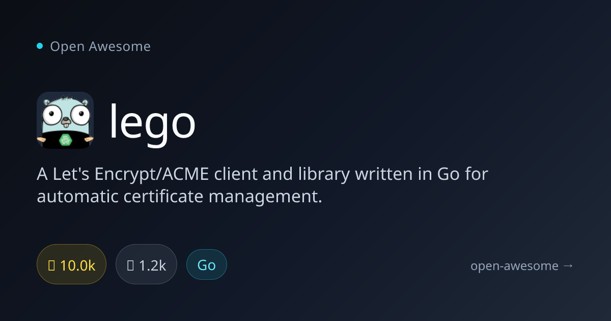 lego — Let's Encrypt Client in Go | Open Awesome