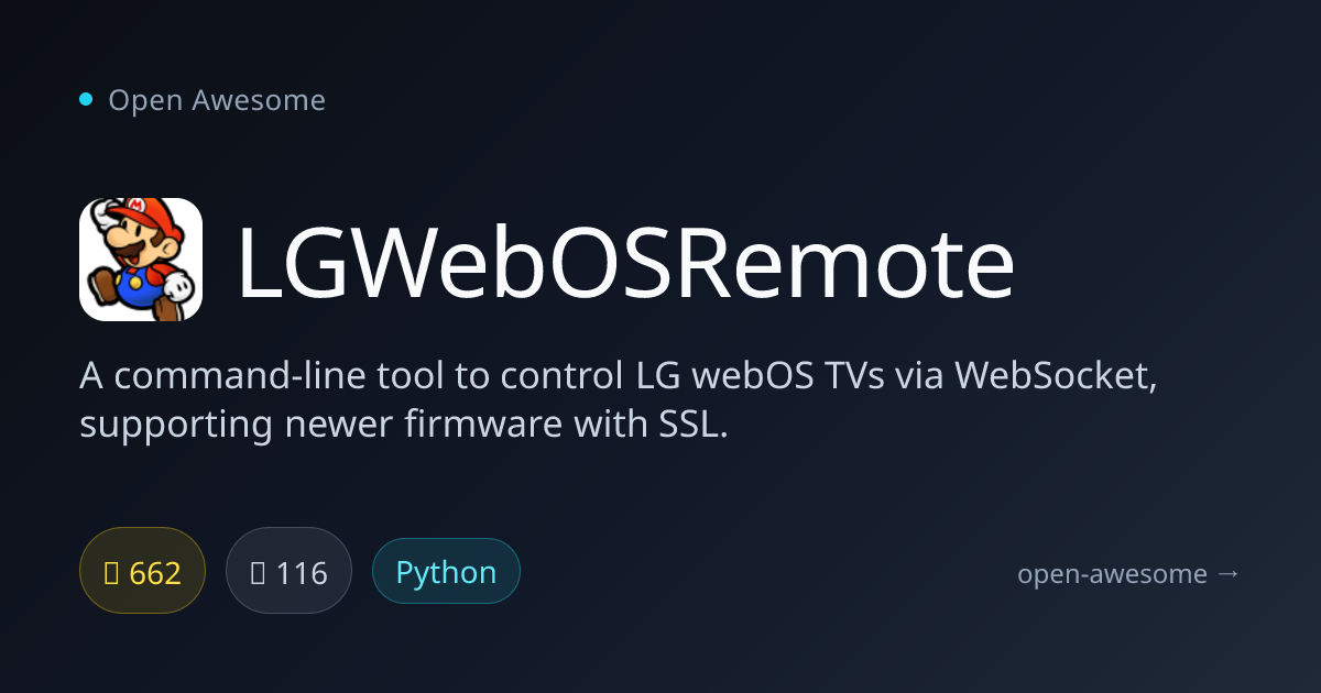 LGWebOSRemote — CLI Tool for LG webOS TVs | Open Awesome