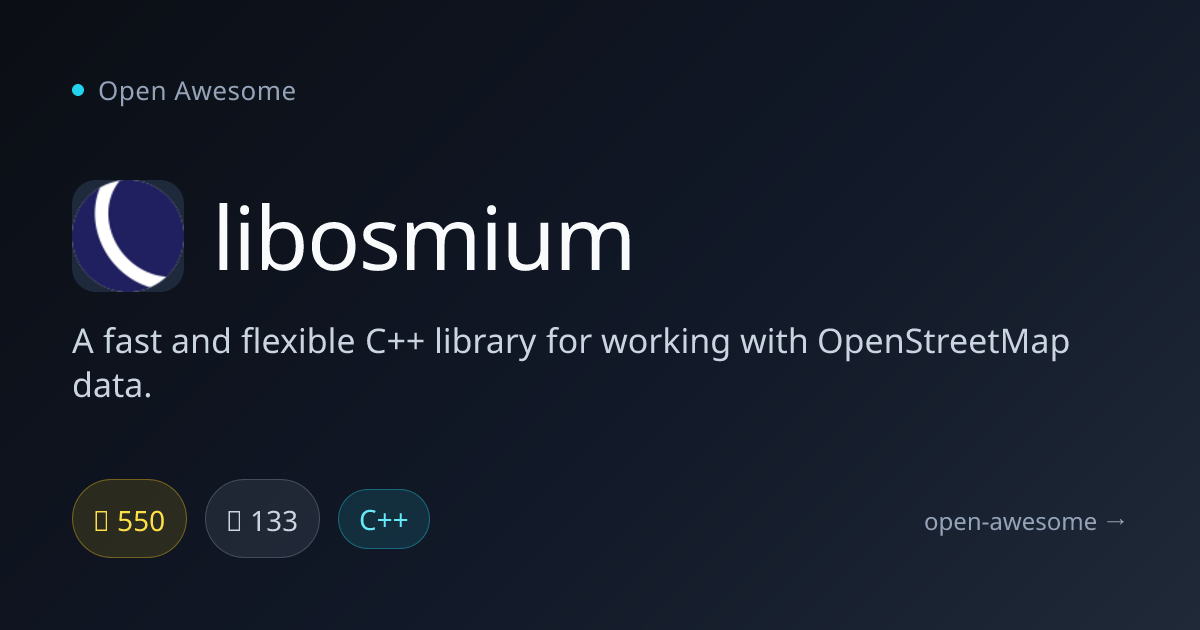 libosmium — C++ OpenStreetMap Data Library | Open Awesome