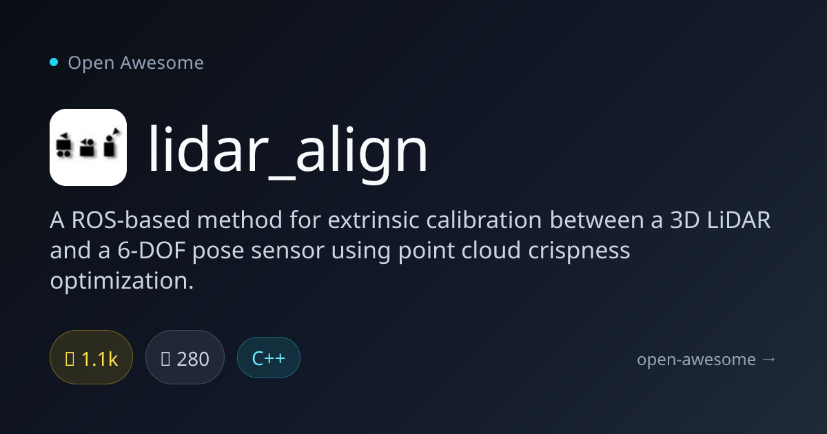 lidar_align — LiDAR & Pose Sensor Calibration Tool | Open Awesome